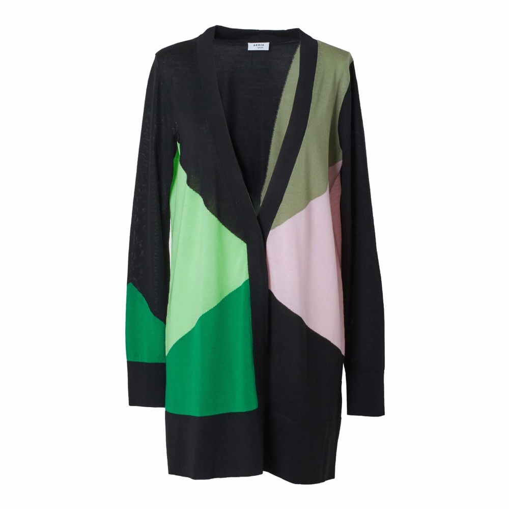 Akris Punto Kaleidoscope Colorblock Wool Cardigan Sweater Knitwear Geometric 10